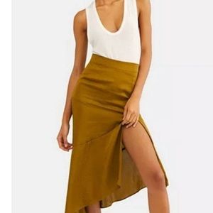 Free People Mustard Midi Skirt